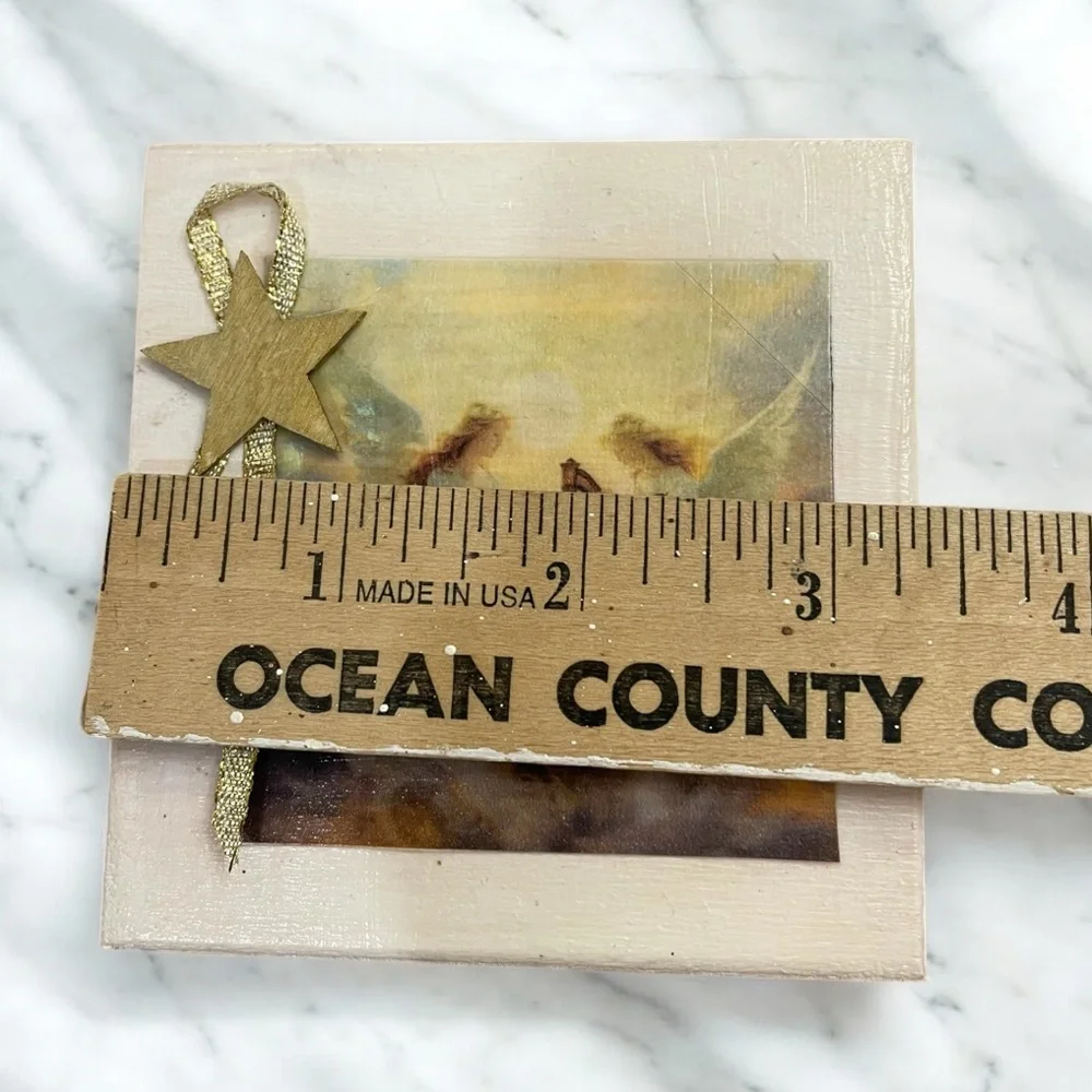 Handmade Wooden Box with Angel Artwork and Gold Star Accent